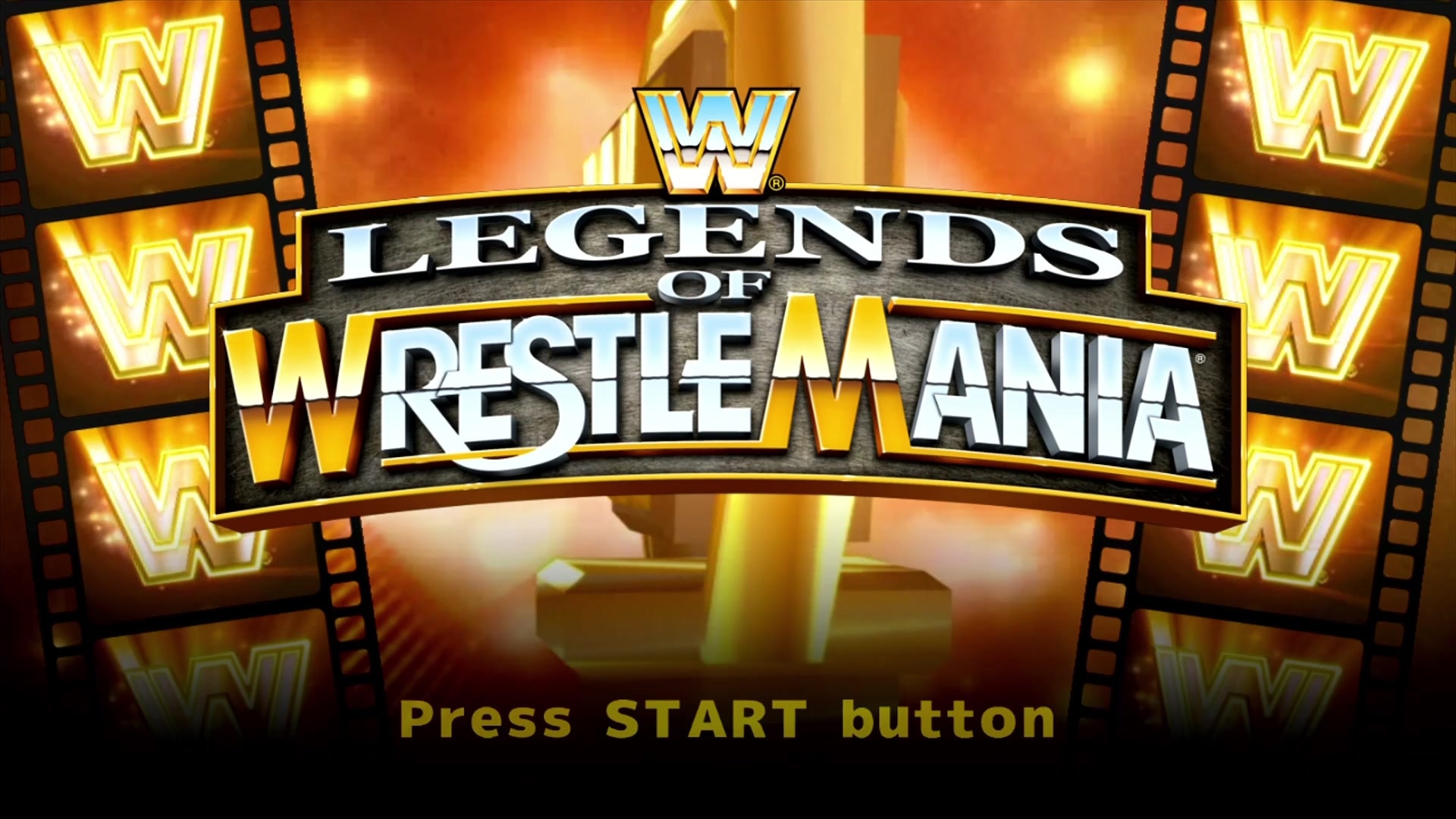 WWE Legends of WrestleMania title screen for Xbox 360